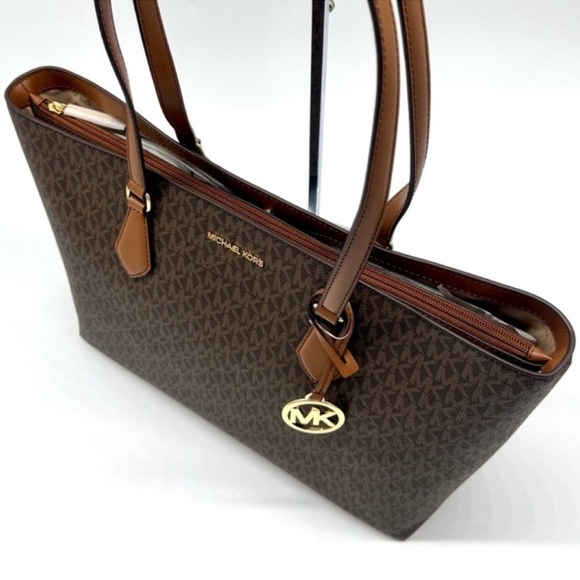 Michael Kors Sheila Large Logo Tote Bag & Matching Flat Phone Case Wallet Brown - Picture 6 of 12